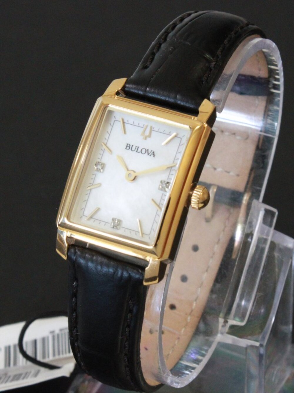 Bulova Ladies Sutton Classic Watch Diamond Accents MOP Dial Black Leather 21mm - Picture 4 of 11